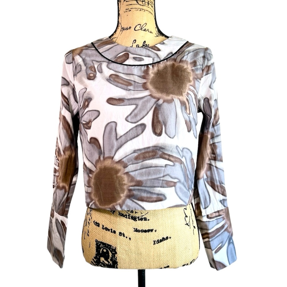 Thread Social Floral Silk Crepe Back Zip Top